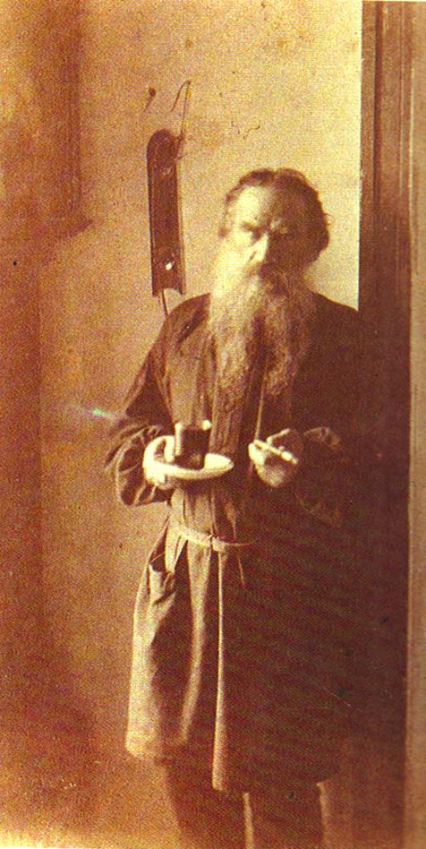 Л.Н. Толстой в зале яснополянского дома. Фотография М.А. Стаховича. 1887 г.